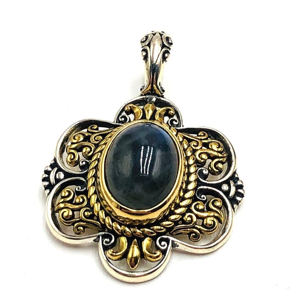 Carolyn Pollack Labradorite Brass Sterling Silver Pendant Enhancer